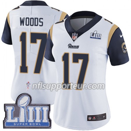 Maillot Femme Los Angeles Rams Robert Woods 17 Nike Blanc 2019 Super Bowl LIII 